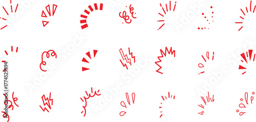 Line speed cartoon effect, boom explosive motion line element set. Comic boom burst, explosive smoke, line speed cartoon vector icon. Hand drawn sketch doodle action effect. Vector illustration