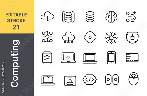 The collection of quantum computing solid icon vectors illustration