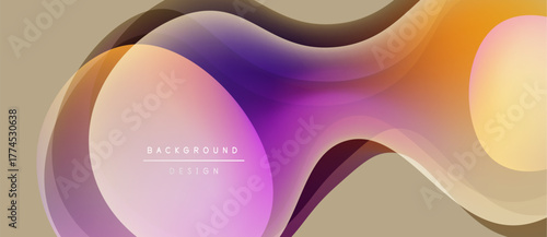 Abstract fluid shapes blend, creating vibrant gradients. Soft curves overlap, forming dynamic background design. Colors transition smoothly.