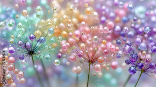 A vibrant and colorful flower made up of a variety of different colored beads. The flower is composed of numerous small beads, each with its own unique hue, creating a visually striking