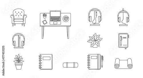 home office setup a cozy workspace with laptop plant notepad and headphones for remote work success creating a productive workspace design
