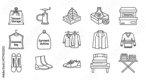 seasonal clothing storage storing out-of-season clothes and accessories garments shoes and linens organized in vacuum bags and boxes lifestyle