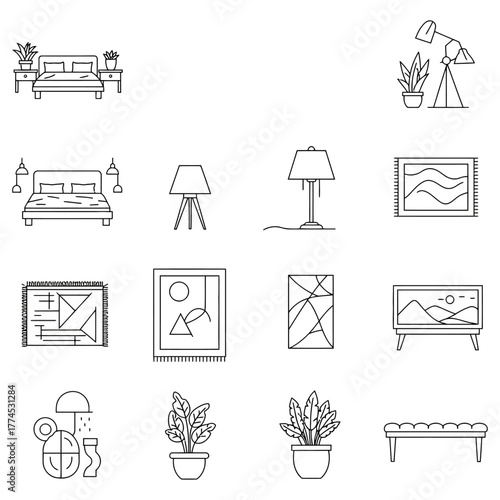 interior design elements bedroom furniture carpet lamps plants creating a cozy home decor for relaxation and stylish living spaces perfect for designers