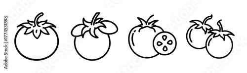 Fresh red grape and tomato vector illustration icon