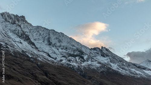 Snow-Covered Himalayan Peaks at Dusk, Zero Point, Kargil – Kashmir, India
