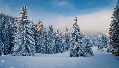 Wallpaper Mural Snow Covered Pine Trees Torontodigital.ca
