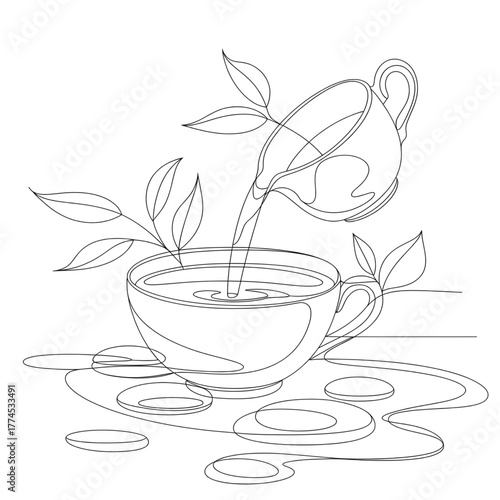 A warm cup of tea placed on a table, releasing gentle steam. Perfect for concepts of relaxation, morning routine, freshness, comfort, and peaceful moments.