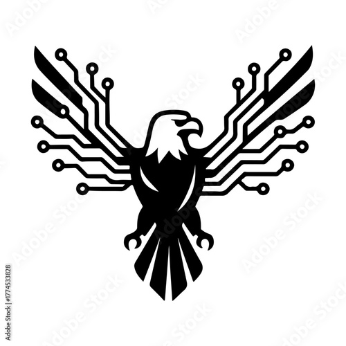 Digital Eagle with Circuit Board Wings, Symbolizing Technology and Freedom