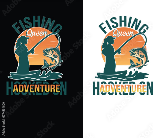 Fishing Queen Adventure – Woman Angler Vintage Fishing Design