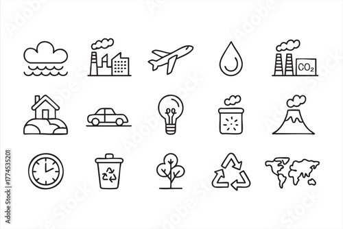 Minimalist environmental vector collection for green energy and conservation themes