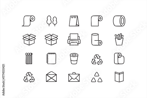 Minimalist packaging and recycling symbols for green design and print concepts
