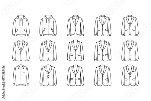 Elegant men’s suit and jacket vector illustration for fashion branding projects