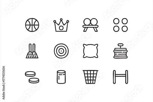 Modern recreation and exercise vector icons for gym, activity, and wellness design