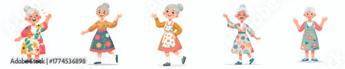 vector of a grandmother waving hand saying hello