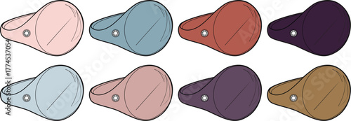 Collection of colorful baseball caps isolated on a white background. Vector illustration set for casual style and headwear fashion