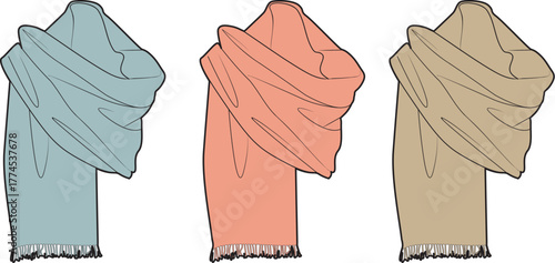 Fashionable Scarf Designs A Set of Colorful Wraps for Style and Comfort, Perfect for Any Season