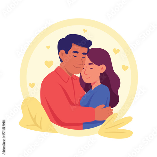 Well designed flat illustration of couple embracing with love and closeness