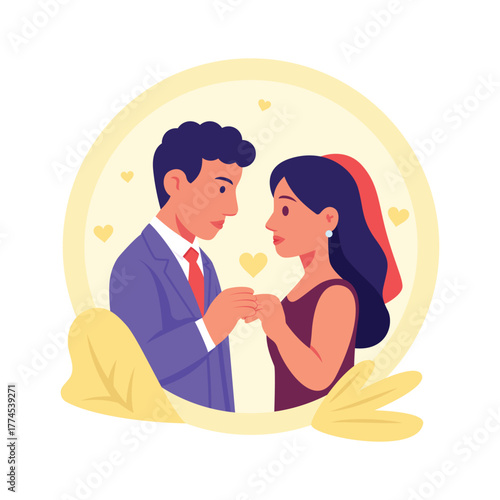 Take a look at this amazing illustration of bride and groom holding hands