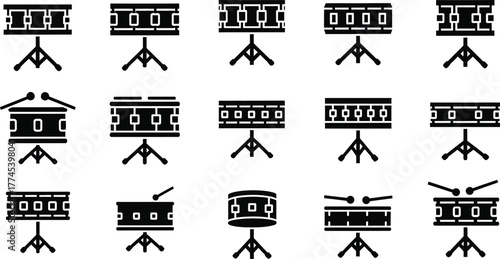 Drum set vector illustration icons