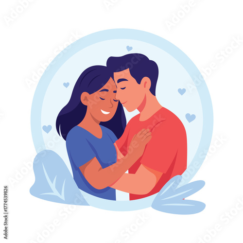 Well designed flat illustration of couple embracing with love and closeness
