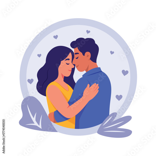 Well designed flat illustration of couple embracing with love and closeness