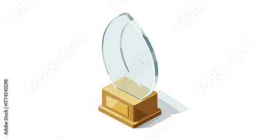 3d crystal award trophy on gold base design for achievements