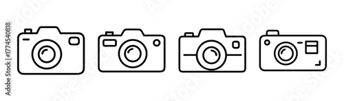 Four different camera icon line set illustration