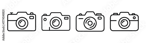 Outline vector icons set of camera photography tools