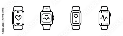 Smartwatch and fitness tracker health icon set