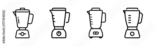 Blender kitchen electric appliance outline icon set