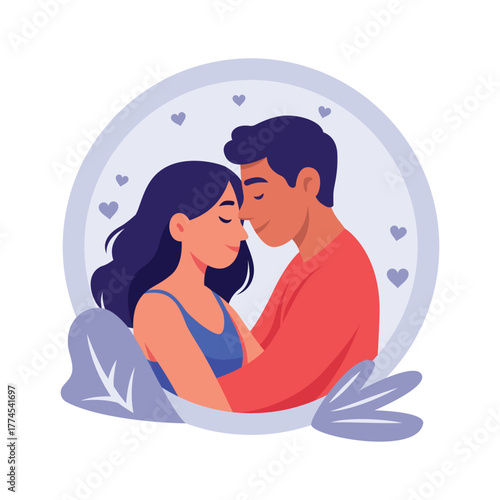 Well designed flat illustration of couple embracing with love and closeness