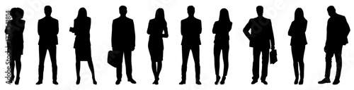 Silhouette business professionals, man and woman standing vectpr illustration