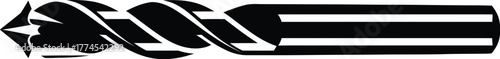 Metal drill bit tool for industrial precision cutting and construction engineering vector icon silhouette
