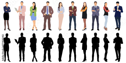 Business people silhouette collection vector illustration.