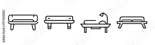 Simple illustration of a park bench icon for use in various design projects and applications
