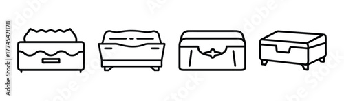 Vector illustration of a vintage blanket chest with decorative metalwork and handles