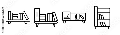 Simple vector illustration of a bookshelf with books for reading and education themes