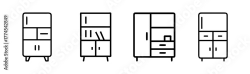 Modern bookshelf with cabinet vector illustration scalable icon for design