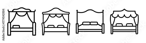 Elegant canopy bed vector illustration cozy bedroom furniture scalable icon design