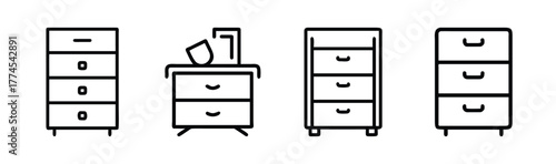 Vector illustration of a cabinet with drawers and handles scalable graphic design asset