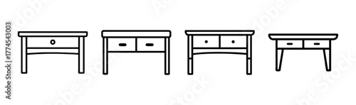 Abstract geometric console table illustration vector graphic scalable design element for interior decor