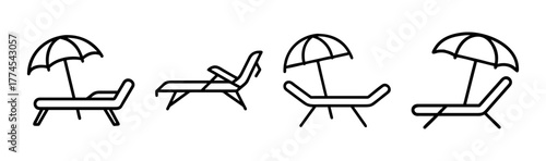 Classic deck chair illustration perfect for summer leisure relaxation and outdoor design vector graphic