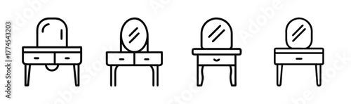 Vector illustration of a stylish dressing table with drawers and a mirror