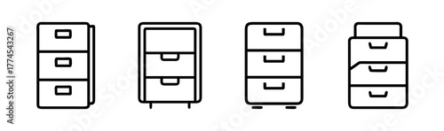 Simple vector illustration of a classic filing cabinet icon for data storage and organization