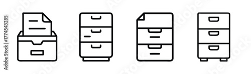 Scalable vector illustration of a modern filing cabinet icon for digital and print media