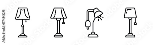 Simple vector illustration of a modern floor lamp with clean lines and a light source