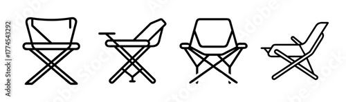 Simple vector illustration of a foldable camping chair icon for easy storage and portability