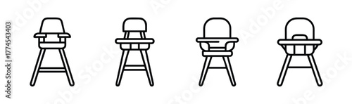 Simple vector illustration of a classic high chair for babies and toddlers isolated on a clean background