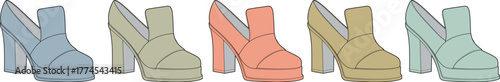 Fashionable High-Heeled Platform Shoes in Various Pastel Colors - A Stylish Footwear Collection