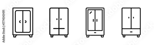 Antique wooden armoire vector illustration icon for storage and furniture design projects
